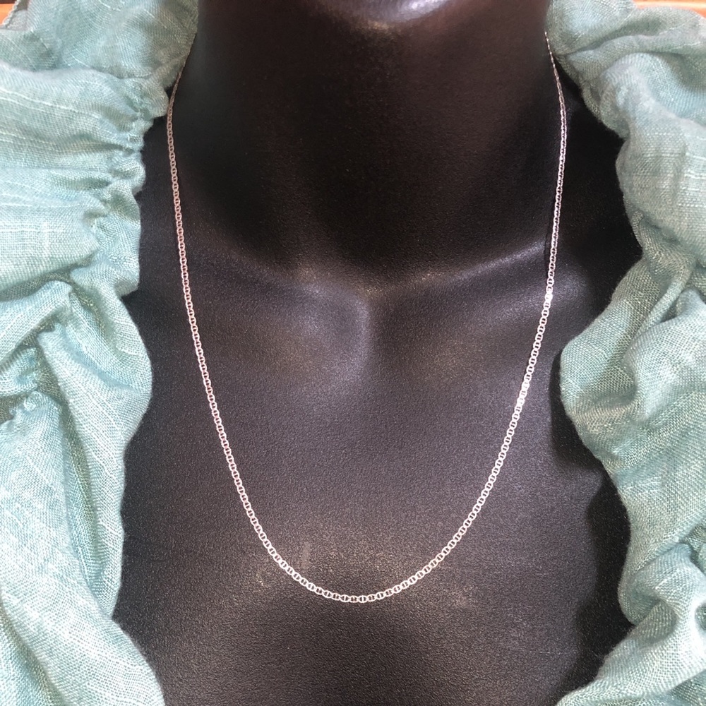 Solid 10K (not 14K ) White Gold Fancy Mariner Link Neck Chain Necklace